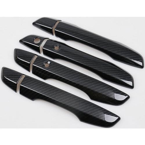 BBQ@FUKA 4pcs Carbon Fiber Style Exterior Car Door Handle Cover Trim Sticker Fit For Honda Civic 2016 2017