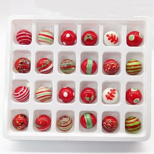 24pcs/lot 16mm 18mm Handmade red Glass balls toys for children jump chess marbles Vase aquarium Christmas home decor accessories
