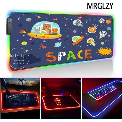MRGLZY Anime Cartoon Pattern LED Light RGB Large Mouse Pads XXL Cute DeskMat Gaming Accessories for PC Laptop Keyboard Mice Mat