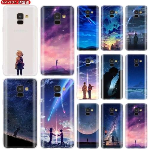 Phone Case for Samsung galaxy A30 A50 A90 5G A3 A5 A6s A7 A8 2016 2017 A6 2018 Plus Matte soft silicone Cases starry day anime