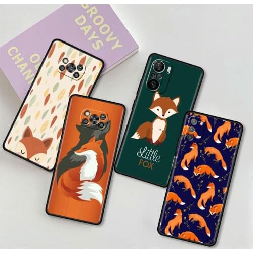 For Xiaomi Mi Poco X3 NFC M3 Pro F3 GT K40 10T Note 10 F1 X2 F2 Black Soft Silicone Phone Case Luxury Cover Fox Cartoon Animal