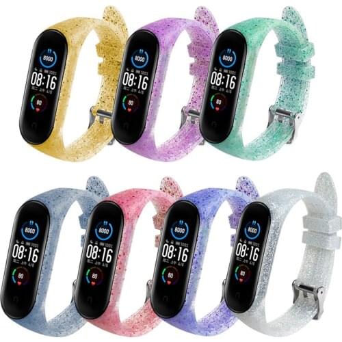 For Mi Band 5 Sport Watch Wrist Bracelet Wristband Smart Accessories For Xiaomi Mi Band 5 Silicone Replacement Glitter Straps