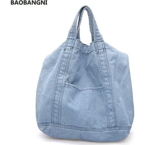Denim Slouch Bag Casual Jean Fabric Handbag Leisure Korean Style Fashion Japanese Fashion Messenger Top-Handle Bag