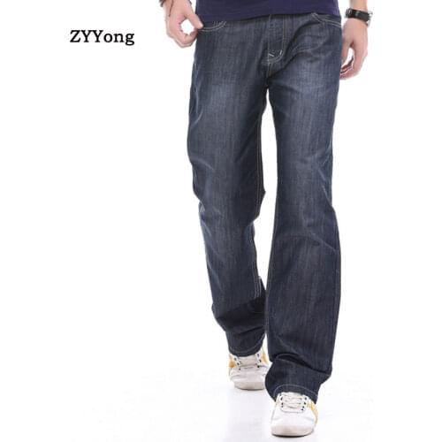 ZYYong Mens Jeans Straight Loose Loose Harem Denim Mens Trousers Black Blue Casual Fashion Mens Wide Leg Pants Plus Size 28-4