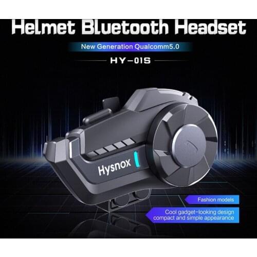 Hysnox HY-01S Motorcycle Wireless Helmet Intercom for Qualcomm 5.0 Chip, 1000M Waterproof Bluetooth Headset with FM Radio