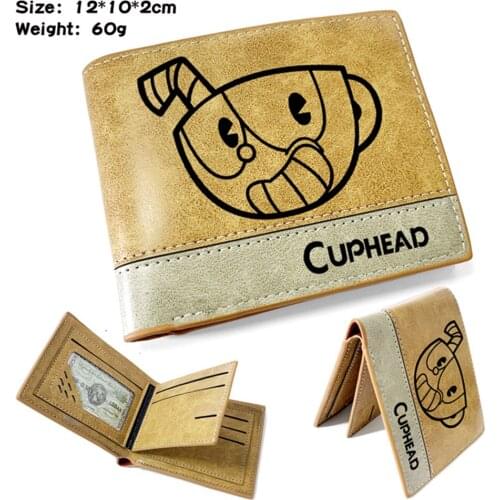 Game Cuphead Khaki Teenager PU Leather Wallet Mens Short Hot Casual Bifold Purse Note Compartment Photo Credit Cards Holder