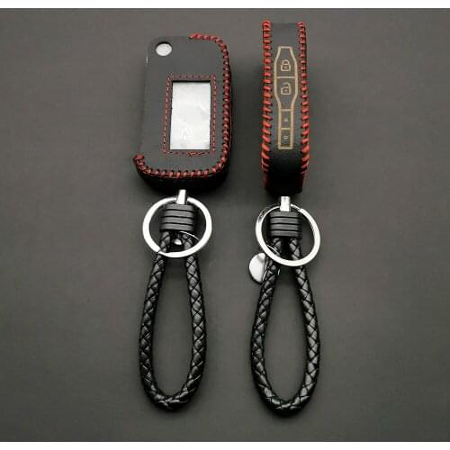 E90 Carrying Leather Key Fob Case Cover For Starline E90 fold E60 E61 E91 4 Buttons Folding Car Flip Remote