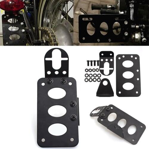 Motorcycle Black License Plate Bracket Taillight Holder Frame for Harley Kawasaki Honda Yamaha Cruiser Chopper Cafe Racer