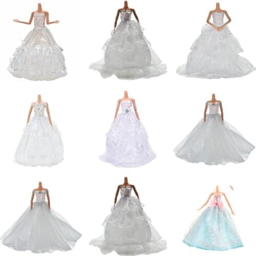 Multi Layers White Handmade Wedding Princess Dress Doll Floral Doll Dress Clothes Clothing Dolls Accessories