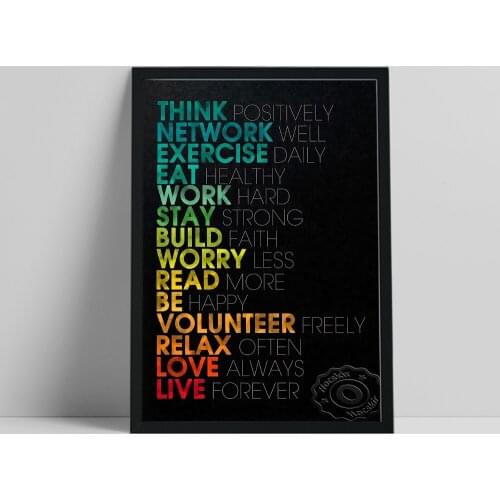 Motivational Canvas Prints, Think Positively Network Well Mindset Wall Picture, Office Bedroom Wall Decor, Inspiring Text Poster