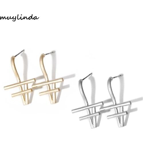 Muylinda minimalism Lines Simple Stud Earring Fashion Women Metalic Small Earrings Jewelry Best Gift