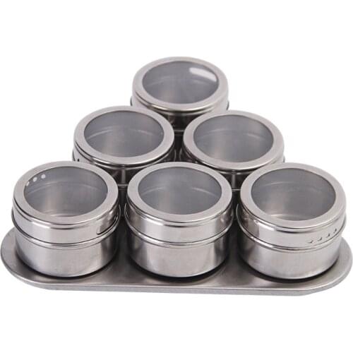6-12 Piece Set Magnetic Dustproof Visual Stainless Steel Seasoning Jar Outdoor Barbecue 6-9 Kinds of Seasoning Jar Set OK 1111