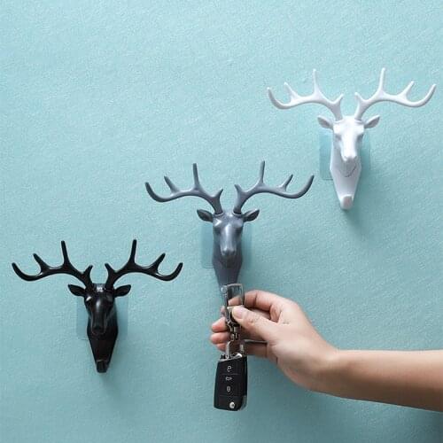 Wall Hanging Hook Vintage Deer Head Antlers for Hanging Clothes Hat Scarf Key Deer Horns Hanger Rack Wall Decoration