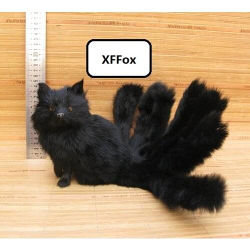 New real life black fox model plastic&furs simulation sitting nine-tails fox doll gift about 30x16cm xf1815
