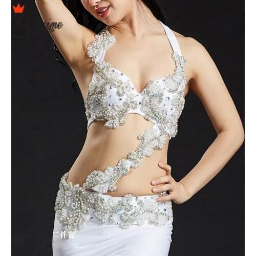 2018 New Oriental Belly Dancing Clothing Women Dancewear Egyptian Costume 2 pieces Processional Belly Dance Bra Belt
