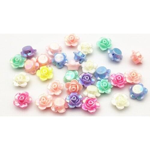 New arrival! 13mm 1000Pcs Aurora effect solid flower beads for Necklace/Earrings DIY making parts,Jewelry Findings & Components