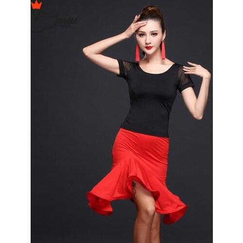 Latin Dance Dress Girls Kids adult Modern Irregular skirt samba carnival costume compitition outfit 2 pieces top&skirt
