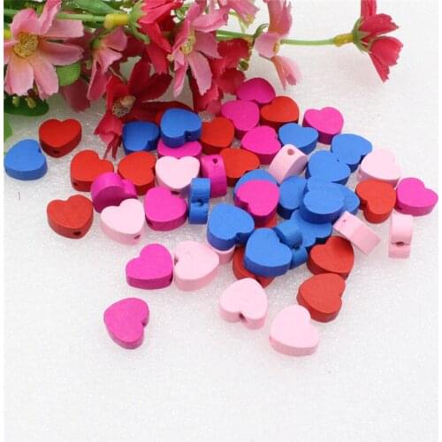Approx 13x14mm Wholesale Mixed Color Lead-free Heart Wood Beads for DIY Bracelet/Necklace Hole:approx 2 mm 50pcs/lot (K05436)