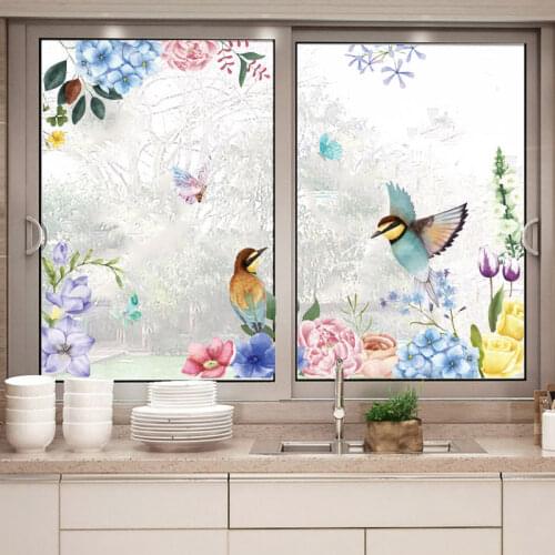 Multicolor birds stickers for window bedroom background decor vinyl flowers wall sticker removable pvc wallpaper home decoration
