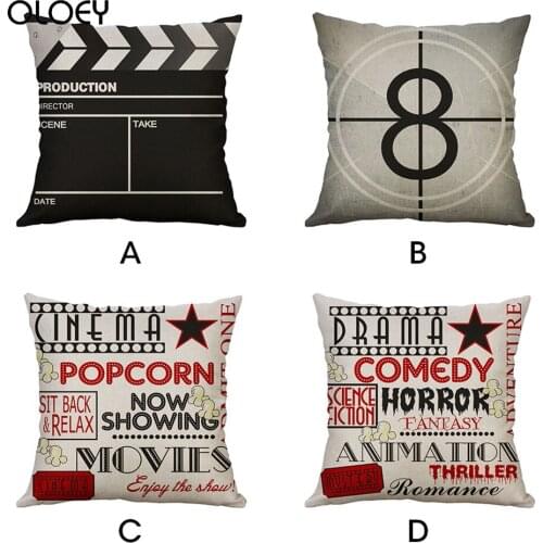 Retro Movie Pillowcase Popcorn Polyester Polyester Pillowcase Home Bedroom Hotel Car Decoration Soft and Comfortable 45x45cm