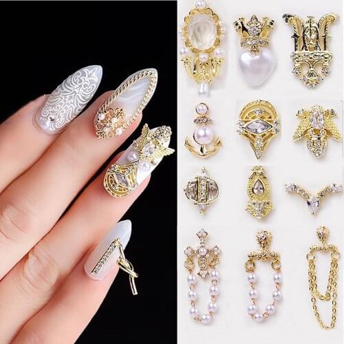 Luxury Shiny Zircon 3D Nail Art Decorations Charms Pearl Crystal Alloy Pendant Jewelry Manicure Design Accessories
