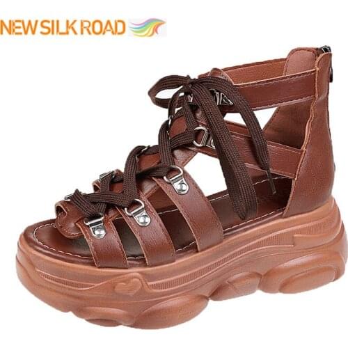 Retro Summer Women Sandals Ultra Lightweight Genuine Leather Handmade Gladiators Platform Non Slip Femme Chaussure Shoes Ladies