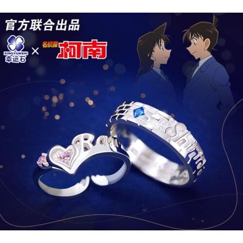Detective Conan Ring Silver 925 Sterling Cross Jewelry Anime Role Shinichi Shihara For Lovers Gift
