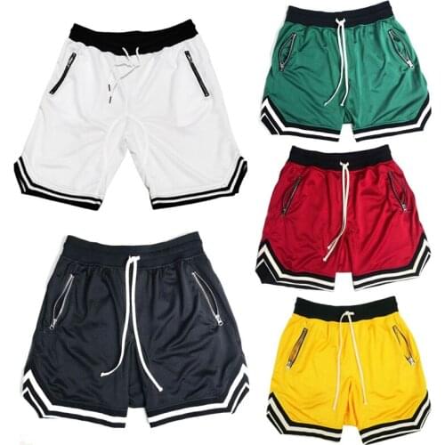 Fashion off summer casual shorts men quick dry solid gym running elastic waist drawstring short pants men