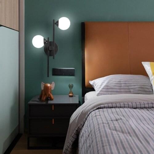 Modern Glass Wall Lamp Creative Golden Sconces Round Nordic Lighting Fixture Home Bedside Living Room Kitchen Decoration Lights