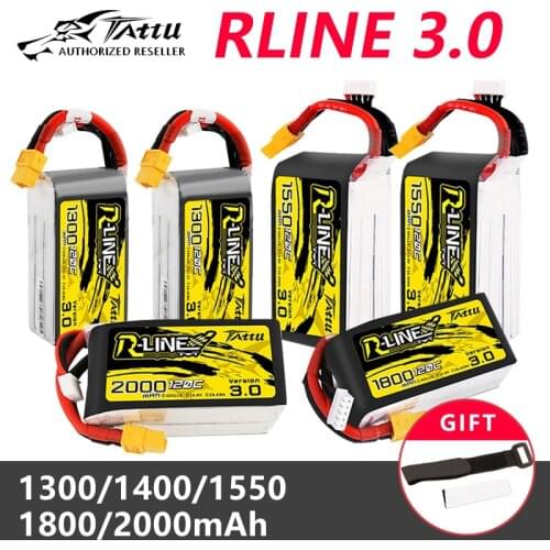 Tattu R-Line 3.0 V3 1300/1400/1550/1800/2000mAh 120C 4S 6S 4.2V Lipo Battery XT60 Plug FPV Racing Drone RC Quadcopter