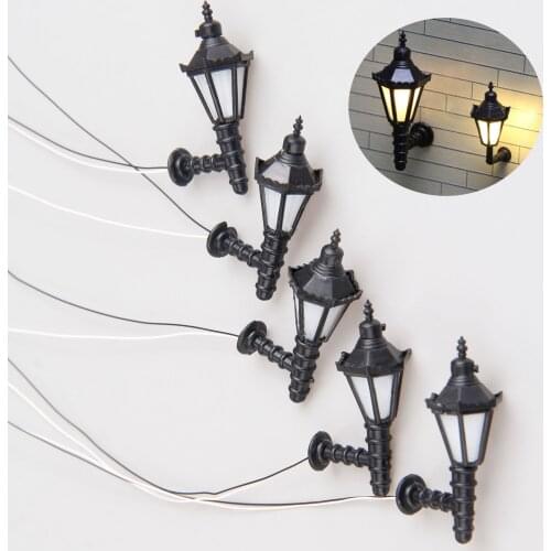 10 Pcs H-38mm Street Lights Model Railroad Led Lighting Scenery Model Lamppost 3V Bulbs Wall Light Lamps HO Scale 1:50