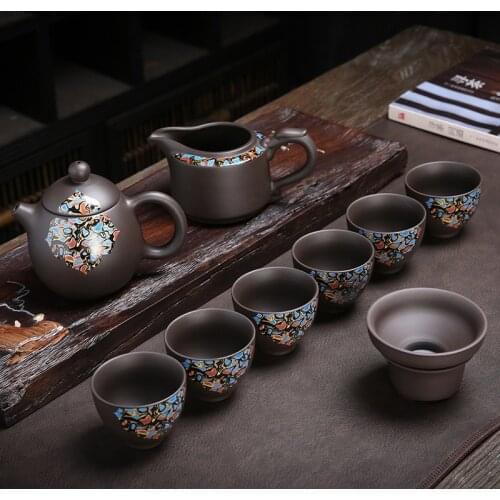 European Style High Quality Purple Sand Tea Set Luxury Lacquerware Kungfu Teapot Business Companion Gift Customization Teaware