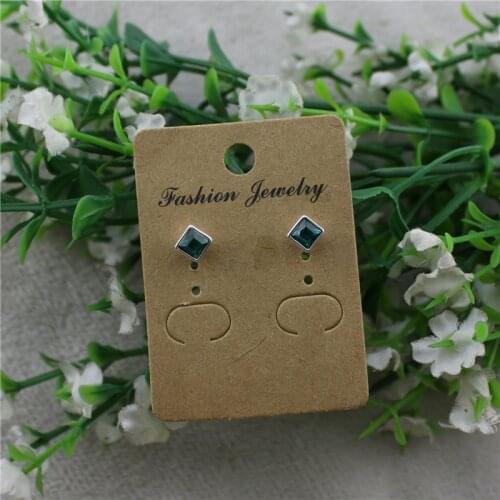 Japanese and Korean style mini square green glass classic wild fashion temperament stud earrings