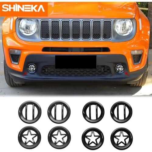 SHINEKA Lamp Hoods For Jeep Renegade Car Front Fog Light Lamp Protection Cover Stickers For Jeep Renegade 2019+ Car Styling