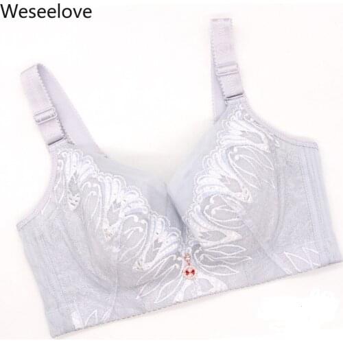 Weseelove Womens Bra Sexy Large Cup Bra Without Underwire Lace Bralette Sexy Gather Adjustable and Comfortable Woman Bras X03-4