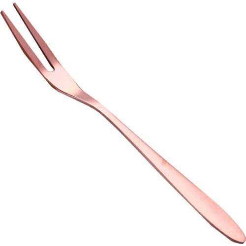 1pc Stainless Steel Dinner Fork Set Korea Colourful Dessert Fork With Long Handle Gold rose gold Fork Set for Hotel Party