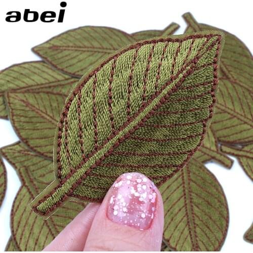 10pcs/lot Quality Green Leaf Patch for Jeans Bags Iron On Clothes Sticker Sewing Garments Appliques Coats Badge Iron Patches