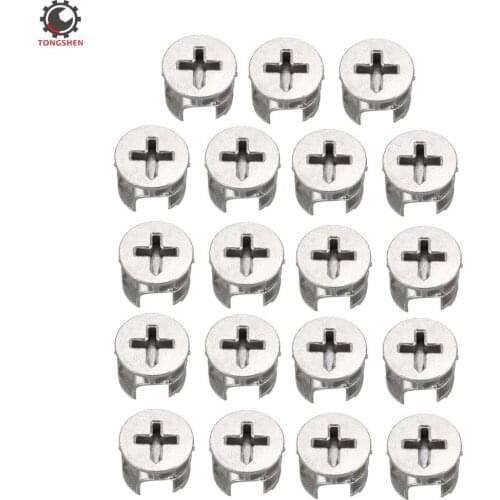 15pcs 15mm Dia Furniture Connecting Cam Lock Fittings Zinc Alloy Furniture Side Connecting Cam Fitting Dowel Pre-Inserted Nut