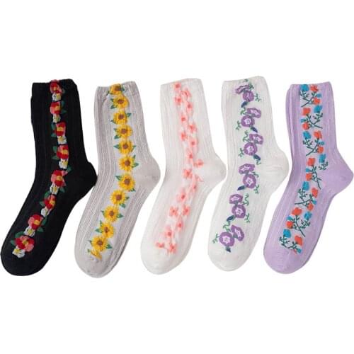 3 Pairs/lot=6 Pieces Socks Women Sweet Socks Fashion Autumn Winter Floral Cartoon Cotton Woman Socks