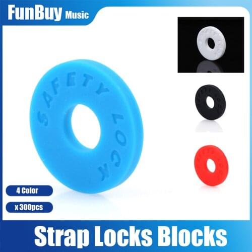 300pcs Electric Guitar Strap Locks Blocks Rubber Bass Guitar Anti Slip Strap Lock Washer Gasket Cushion Guitar Accessories