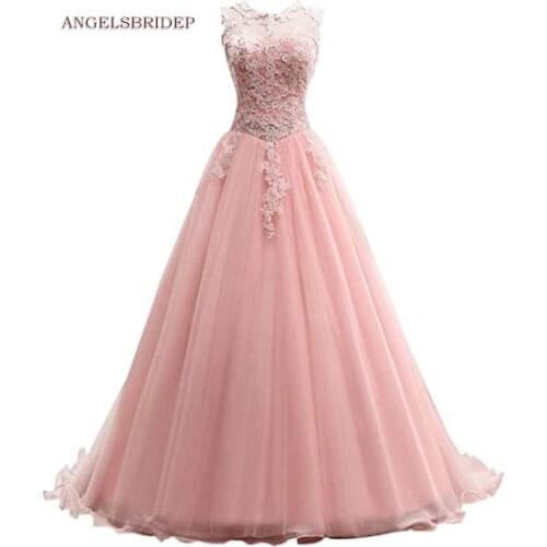 ANGELSBRIDEP Sheer Neck Sweet 16 Quinceanera Dresses Applique Tulle Vestidos de Masquerade Princess Party Gowns