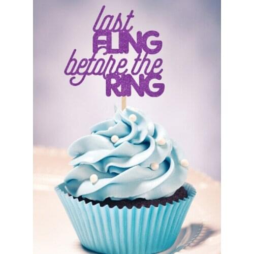 Glitter LAS FLING BEFORE THE RING Cupcake Toppers Bridal Shower Bachelorette Decorations engagement party Wedding food picks