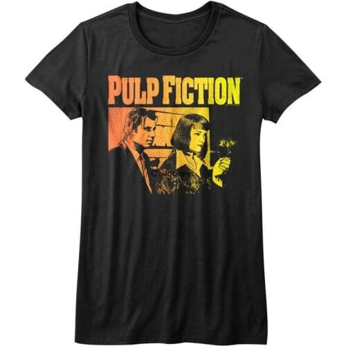 Pulp Fiction Womens T Shirt Mia Black Shirt Vincent Vega Art Print T Shirt Tarantino Movie Graphic Tees Womens Clothing