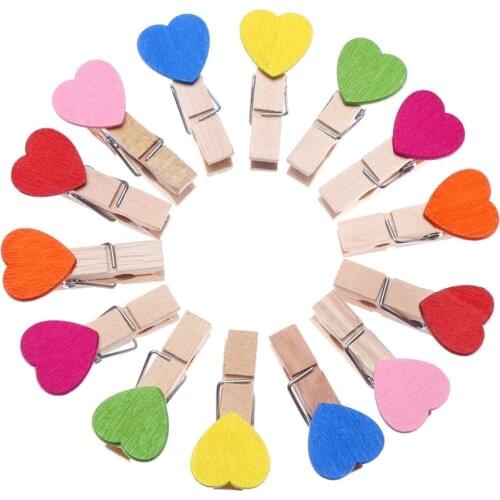 50pcs/lot Mini Wood Clips 3.5*0.7cm Love Spring colorful Wood Clips for DTY Clothespin Craft Decor snack Clip Photo Clips Pegs