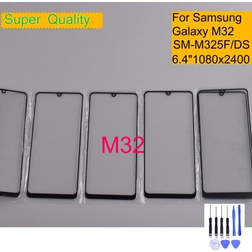 For Samsung Galaxy M32 M325 Touch Screen Front Glass Panel LCD Outer Display Lens SM-M325F/DS SM-M325F Front Glass Replacement