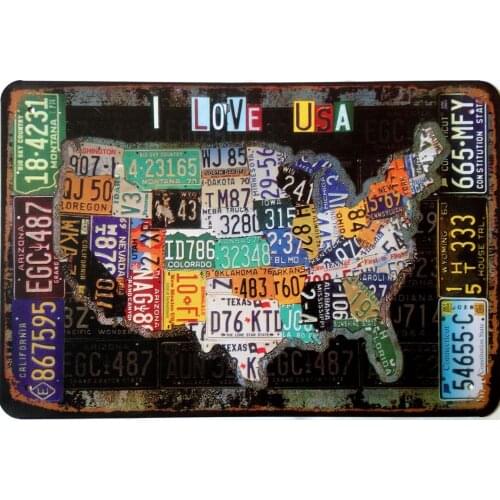 ERLOOD I Love USA Retro Vintage Home Decor Metal Tin Sign 8 x 12