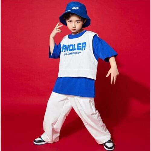 Kids Cool Hip Hop Clothing Vest Oversized Tshirt Tops Streetwear Running Jogger Pants for Girls Boys Stage Dance Costume Clothes