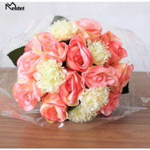Artificial Silk 1 Bunch Rose Carnatio Floral Bouquet Fake Flower Arrange Table Wedding Faux Flowers Decor Party Accessory Flores