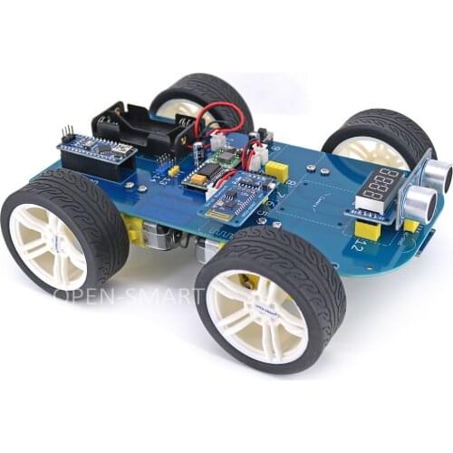 Easy Plug 4WD Smart Car X Kit Serial Bluetooth-compatible Control Rubber Wheel Gear Motor w/ Tutorial for Nano Board for Arduino
