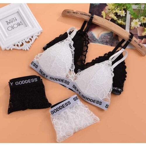 2 Pcs Fashion Sexy Womens Smock Women Lace Sexy Deep V Lingerie Straps Bra and Panty Set Women Bra Sets Sports Bra